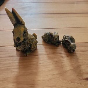 Charming Brown Rabbit Figurine Set